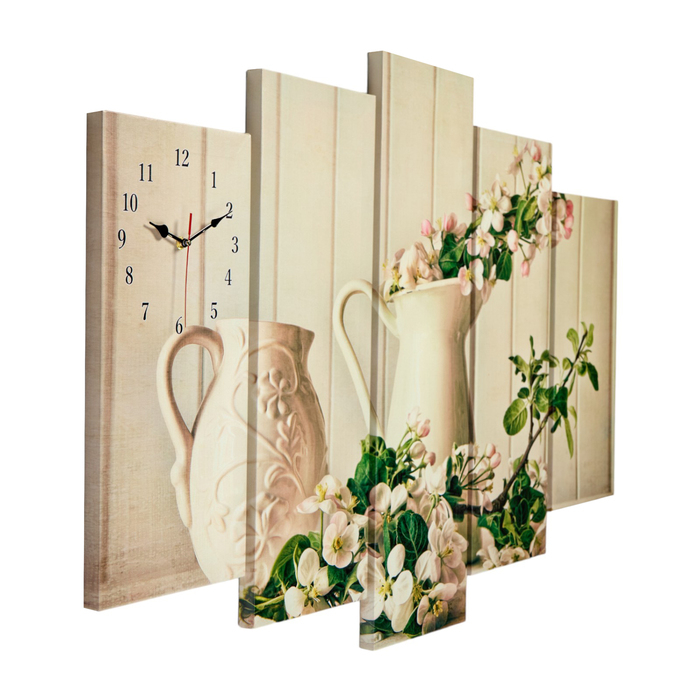 Часы-картина настенные, модульные "Ваза с цветами", бесшумные, 80 х 140 см