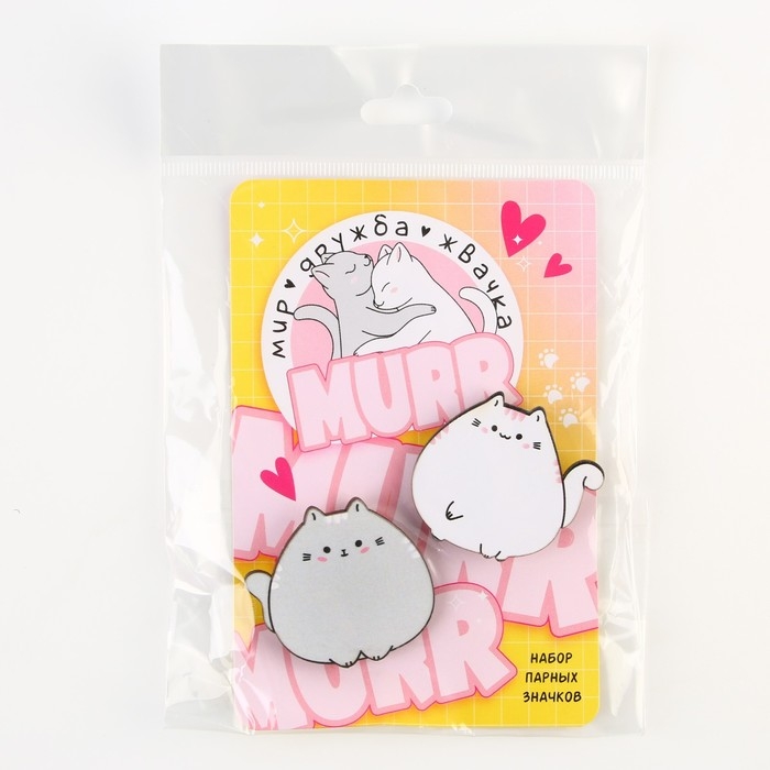 Значки деревянные, неразлучники &laquo;Мир Дружба Жвачка&raquo;, 2 шт., 8 х 12 см.