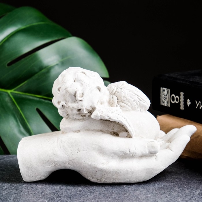 Фигура Фигура "Ангелочек на ладони спит" состаренный, 16х10х8см