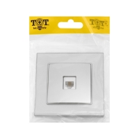 Розетка телефонная одноместная TOT Glossy Glass, скрытая, стекло, серебристая Розетка телефонная одноместная TOT Glossy Glass, скрытая, стекло, серебристая