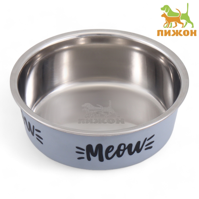 Миска с силиконовым основанием Миска с силиконовым основанием "Мяу", серая, 300 мл