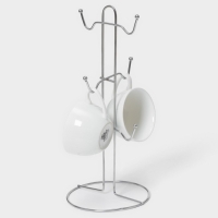 Подставка для кружек на 6 предметов Доляна, 13,5×13,5×30 см, цвет серый Подставка для кружек на 6 предметов Доляна, 13,5×13,5×30 см, цвет серый