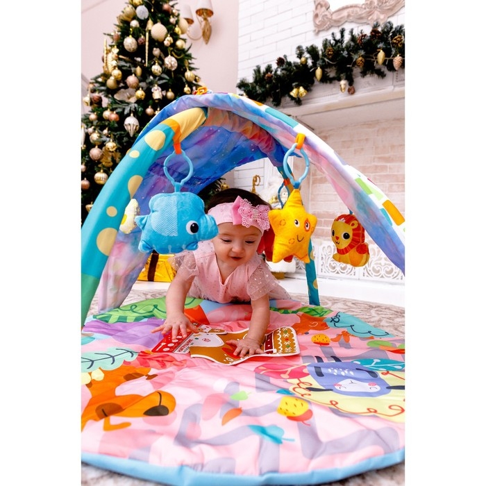 Развивающий коврик &laquo;Слоник&raquo;, с дугами, тент, 70х53х0,5