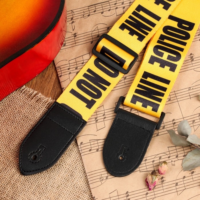 Ремень для гитары Police, 60-117 х 5 см, желтый Ремень для гитары Police, 60-117 х 5 см, желтый