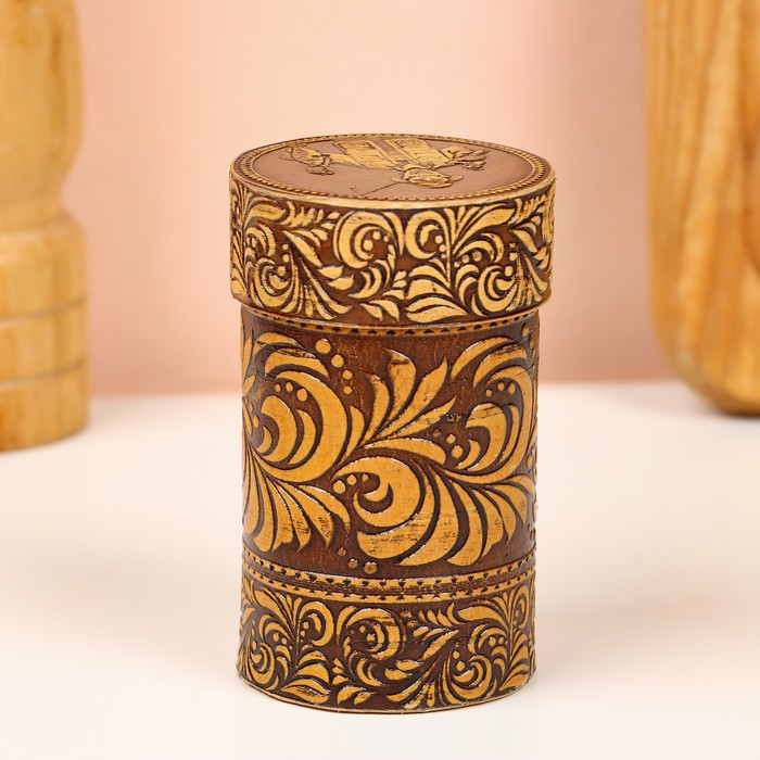 Набор стопок &laquo;Рыбак&raquo;, 4 шт, в футляре, 4,5&times;4,5&times;9 см, береста