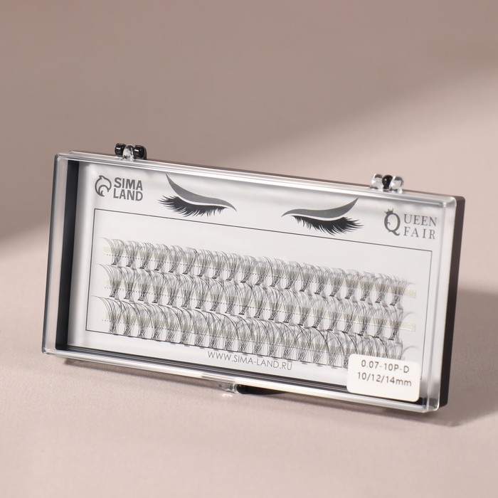 Набор накладных ресниц &laquo;Классика&raquo;, пучки, 10, 12, 14 мм, толщина 0,07 мм, изгиб D, 10 D