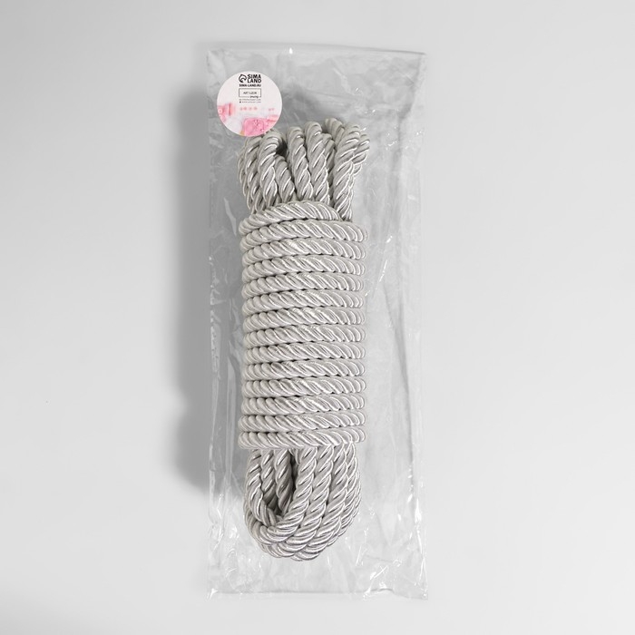 Шнур витой, d = 10 мм, 9 &plusmn; 1 м, цвет серебряный