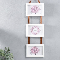 Фоторамка тройная на тесьме  L-3 10х15 см  белый (пластиковый экран)