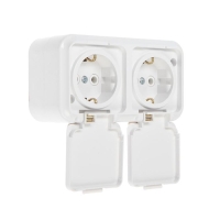 Розетка BYLECTRICA РА16-303 Пралеска, 16А, двухмест., наруж., с з/к, крышка, IP54, белая Розетка BYLECTRICA РА16-303 Пралеска, 16А, двухмест., наруж., с з/к, крышка, IP54, белая