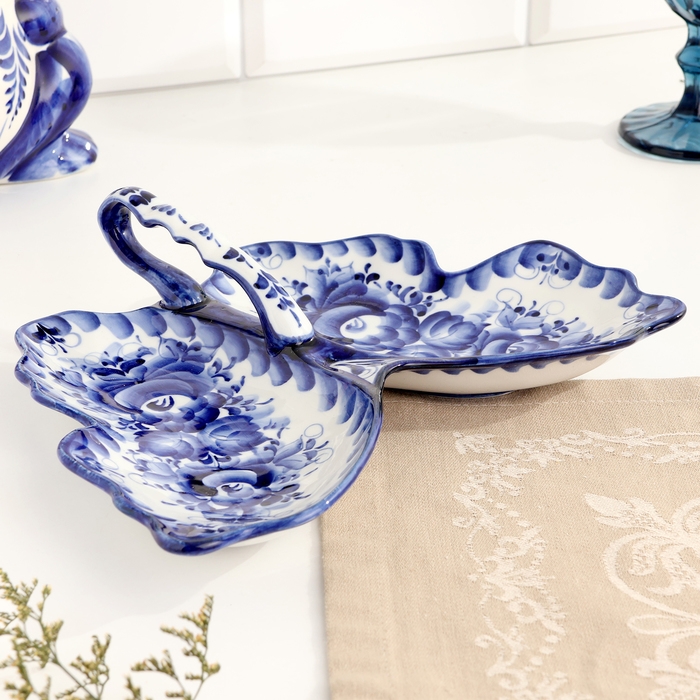 Менажница "Бабочка", гжель