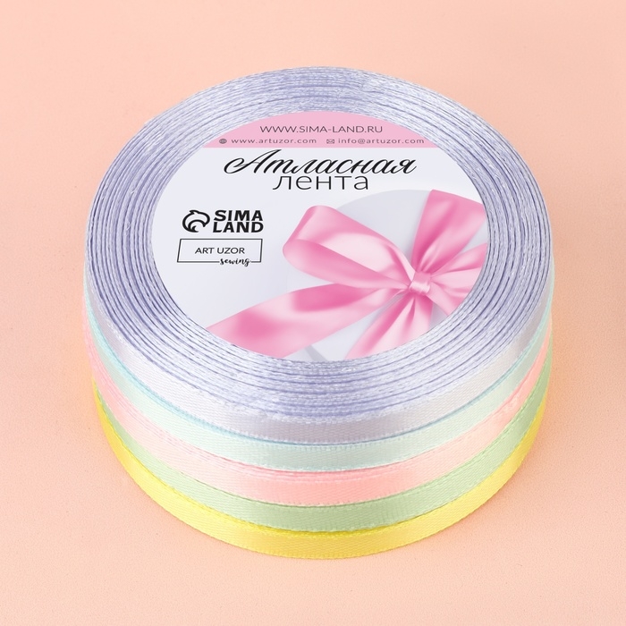 Набор атласных лент «Нежный», 5 шт, размер 1 ленты: 6 мм × 23 ± 1 м Набор атласных лент «Нежный», 5 шт, размер 1 ленты: 6 мм × 23 ± 1 м
