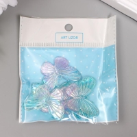 Декор для творчества пластик "Бабочки голубо-сиреневые" набор 5 шт 3,2х4,1 см