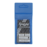 Сверло по металлу ТУНДРА, HSS, цилиндрический хвостовик, 4 х 75 мм, 10 шт. Сверло по металлу ТУНДРА, HSS, цилиндрический хвостовик, 4 х 75 мм, 10 шт.