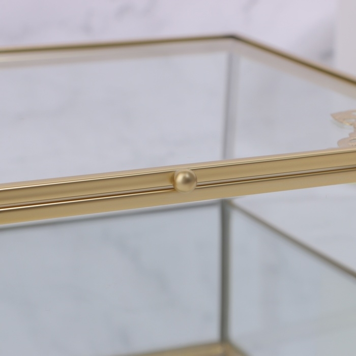 Органайзер для хранения &laquo;GREAT&raquo;, с крышкой, стеклянный, с зеркальным дном, 1 секция, 20 &times; 16 &times; 6,5 см, цвет прозрачный/медный