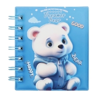 Записная книжка подарочная на гребне 80л,линия, цветной блок,обложка ПВХ 3D Мишка(10х10,5см) 10539 Записная книжка подарочная на гребне 80л,линия, цветной блок,обложка ПВХ 3D Мишка(10х10,5см) 10539