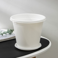 Горшок для цветов с поддоном &laquo;Эконом&raquo;, 2 л, пластиковый, цвет белый