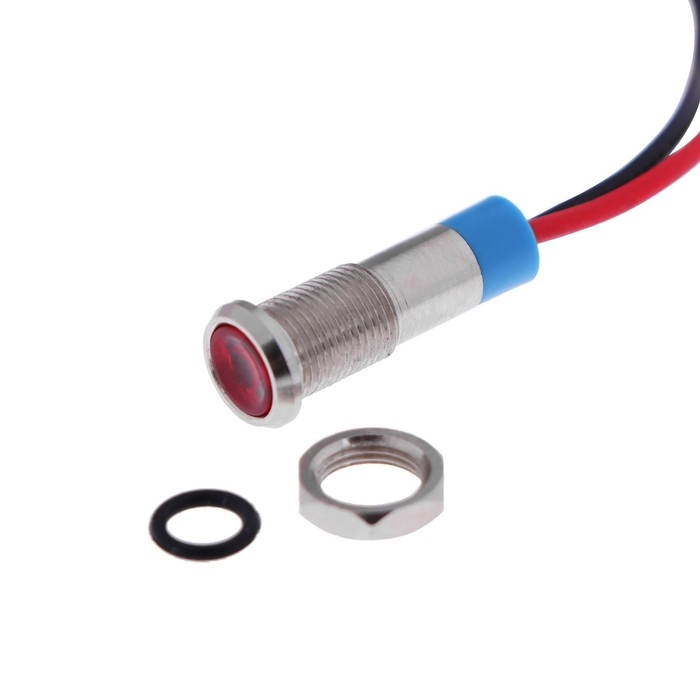 Светодиод, 12 В, 7,8 ×16,5 мм, посадочный d=6 мм, красный Светодиод, 12 В, 7,8 ×16,5 мм, посадочный d=6 мм, красный