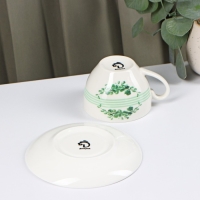 Чайная пара фарфоровая Доляна «Эвкалипт», 2 предмета: чашка 280 мл, блюдце d=15 см Чайная пара фарфоровая Доляна «Эвкалипт», 2 предмета: чашка 280 мл, блюдце d=15 см