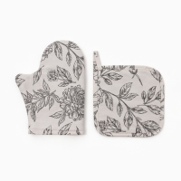 Набор Варежка-прихватка, прихватка Этель "Black flowers" 100% х/л, саржа 190 г/м2