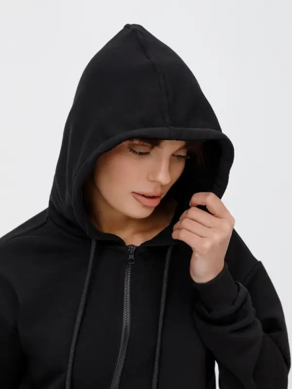 Толстовка унисекс оверсайз на молнии Zippy Terry, черная, размер M/L