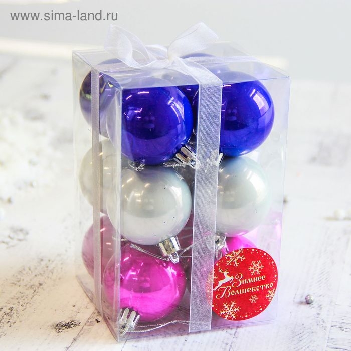 Набор шаров пластик d-5 см, 12 шт Набор шаров пластик d-5 см, 12 шт "Жемчужный глянец" микс