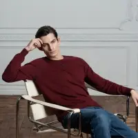 Джемпер Stitch с контрастной отделкой, бордовый с синим, размер L