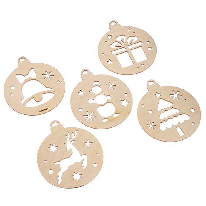 Заготовки для творчества на новый год «Шары с простыми рисунками», 5 шт Заготовки для творчества на новый год «Шары с простыми рисунками», 5 шт