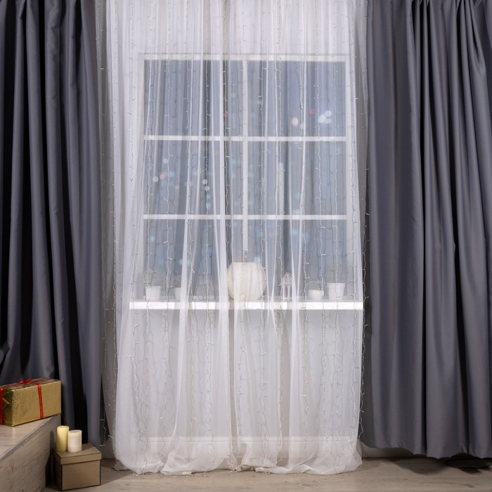 Гирлянда &laquo;Занавес&raquo; 2 &times; 3 м, IP20, прозрачная нить, 720 LED, свечение синее, 8 режимов, 220 В