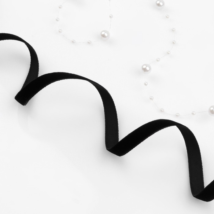 Лента бархатная, 10 мм, 18 ± 1 м, цвет чёрный №03 Лента бархатная, 10 мм, 18 ± 1 м, цвет чёрный №03