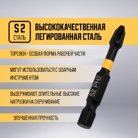 Биты ТУНДРА ПРОФИ, Torsion, сталь S2, PH2 х 50 мм, пвх-чехол, 2 шт. Биты ТУНДРА ПРОФИ, Torsion, сталь S2, PH2 х 50 мм, пвх-чехол, 2 шт.