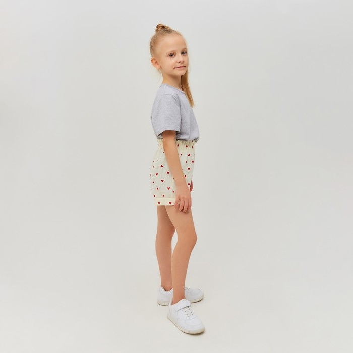 Шорты для девочки MINAKU: Cotton Collection цвет бежевый, рост 122
