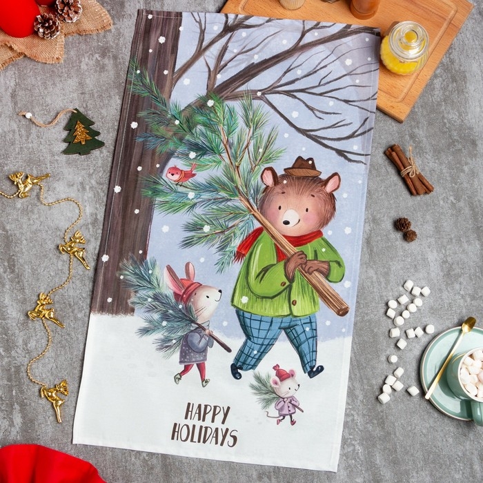 Новогоднее полотенце Новогоднее полотенце "Этель" Happy holidays 40х73см, 100% хл, саржа 190 гр/м2