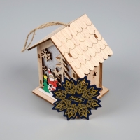 Ёлочная игрушка «Дед Мороз со снеговиками», от батареек, свечение тёплое белое Ёлочная игрушка «Дед Мороз со снеговиками», от батареек, свечение тёплое белое