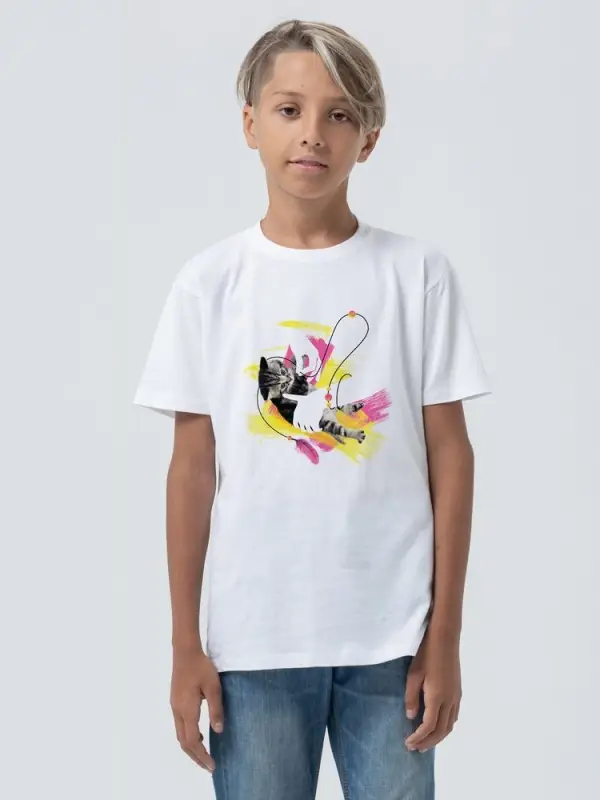 Футболка детская &laquo;Обними кота&raquo;, белая, на рост 130-140 см (10 лет)