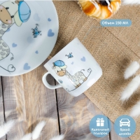 Набор детской посуды из керамики Доляна &laquo;Жирафик&raquo;, 3 предмета: кружка 230 мл, миска 400 мл, тарелка d=18 см