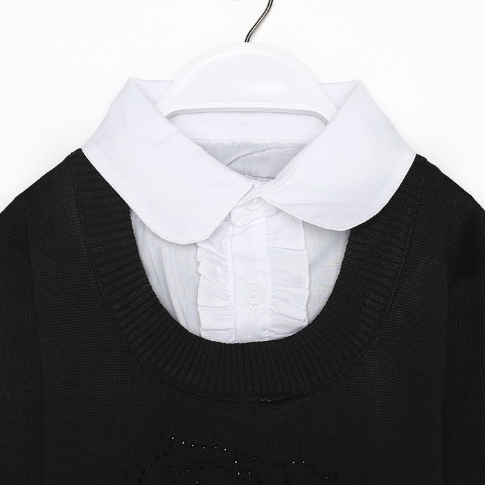 Джемпер-обманка для девочки, цвет чёрный, рост 140-146см