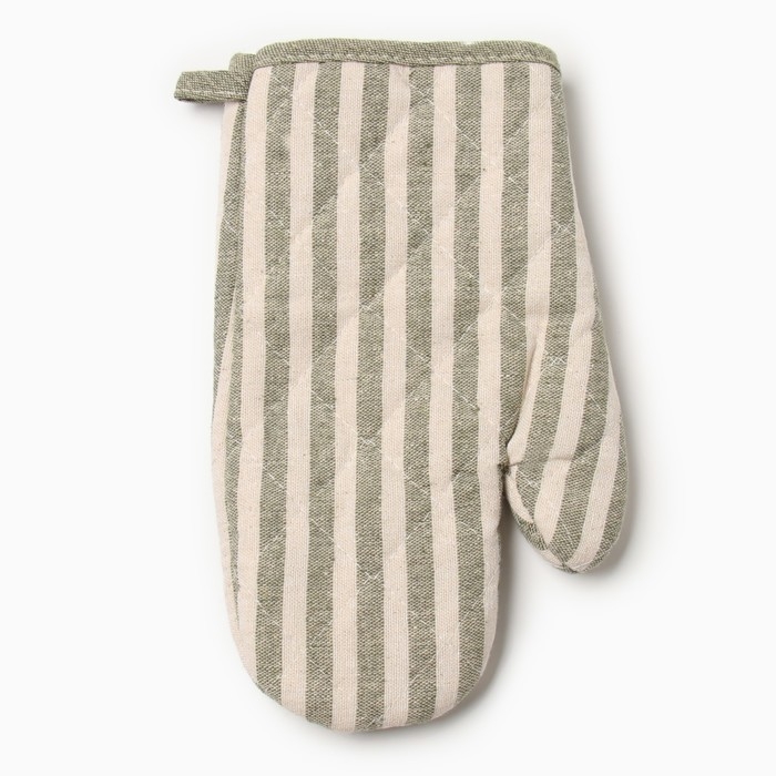 Набор кух.Доляна Полоса цв.зеленый,варежка-прих.25х17см, прихватка 17х17 50% п/э 50% хл