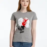 Футболка женская «Ты у меня вот здесь», серый меланж, размер L Футболка женская «Ты у меня вот здесь», серый меланж, размер L