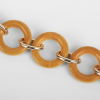 Цепочка для сумки, с карабинами, деревянная, d = 2,5/3 см, 60 см, цвет коричневый/золотой