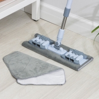 Швабра для мытья пола плоская Доляна, 2 насадки из микрофибры, телескопическая стальная ручка, 41&times;15&times;92(136) см