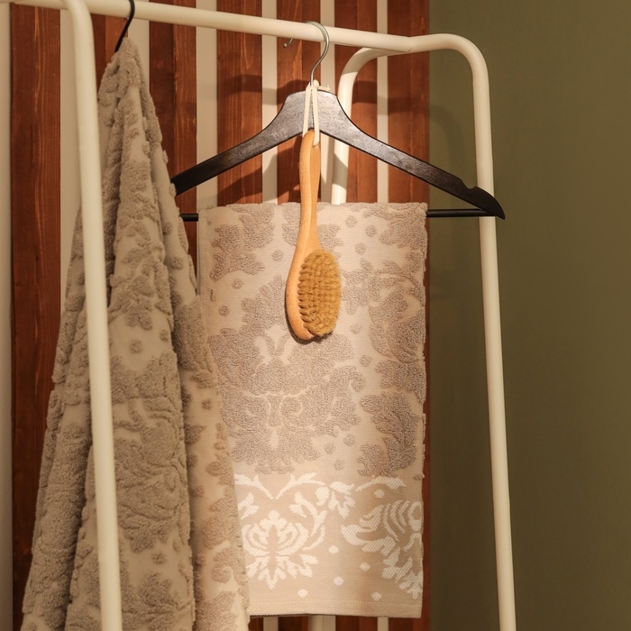 Полотенце махровое Этель "Классика", цв. коричневый, 50х90 см, 83% хл, 17% лён, 500 г/м2