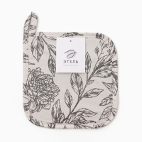 Прихватка Этель "Black flowers" 19х19см,100% х/л, саржа 190 г/м2 Прихватка Этель "Black flowers" 19х19см,100% х/л, саржа 190 г/м2