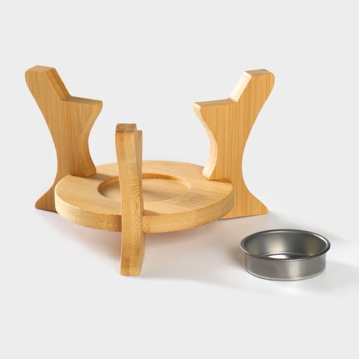 Чайник фарфоровый заварочный на подставке из бамбука BellaTenero &laquo;Тюльпан&raquo;, 700 мл, цвет белый