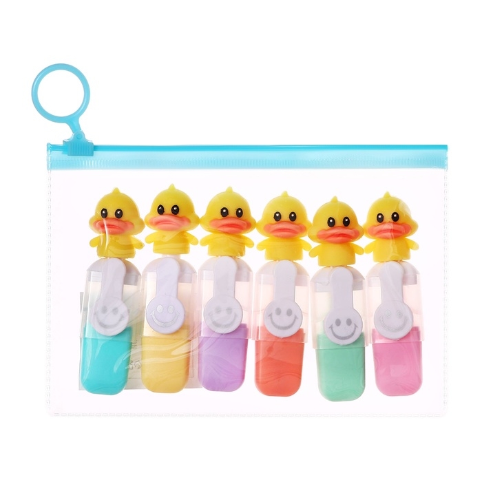 Набор маркеров текстовыделителей 6 штук 6 цветов, в пенале на молнии Утки Набор маркеров текстовыделителей 6 штук 6 цветов, в пенале на молнии Утки