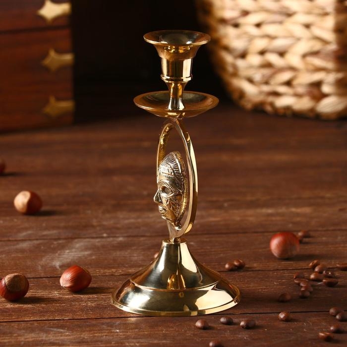 Подсвечник Подсвечник "Маска" латунь 8,5х8,5х17,5 см