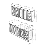 Кухня Агава, 2000х600, Акация белая/Сапфир