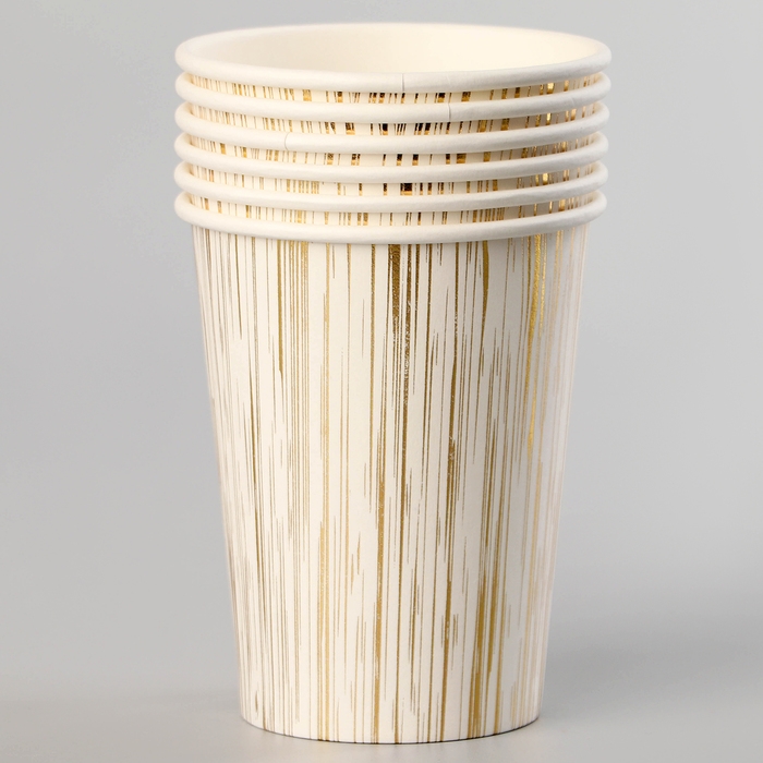 Стаканы бумажные «Полосы», 6 шт, цвет золото Стаканы бумажные «Полосы», 6 шт, цвет золото