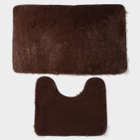 Коврики для ванной и туалета Доляна &laquo;Пушистик&raquo;, 2 шт: 38&times;49 см, 49&times;79 см, цвет коричневый