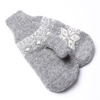 Новый год. Варежки женские шерстяные &laquo;Снежинка&raquo;, цвет светло-серый, размер 20-22