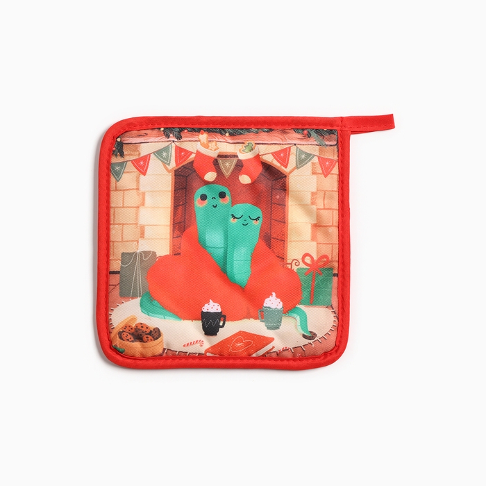 Новый год. Символ года. Змея. Набор кухонный Тепла и уюта: подставка 15*15 см, прихватка 17*17см